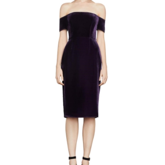 BCBGMaxAzria Dresses & Skirts - BCBGMaxazria Velvet Purple Off-Shoulder Dress- 4